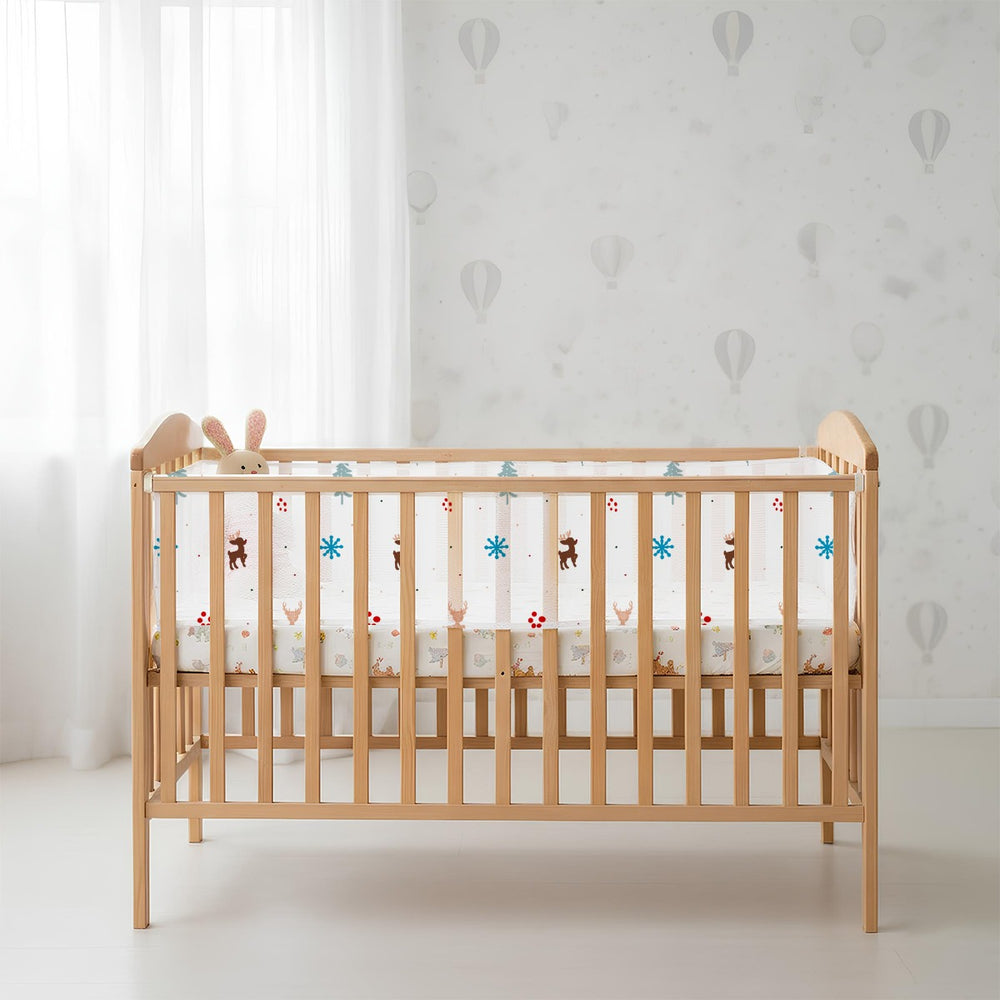 Christmas Raindeer Themed Mesh Crib Liner