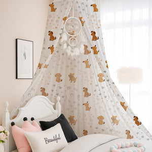 Cute Dogs Paw Bones Printed Canopy