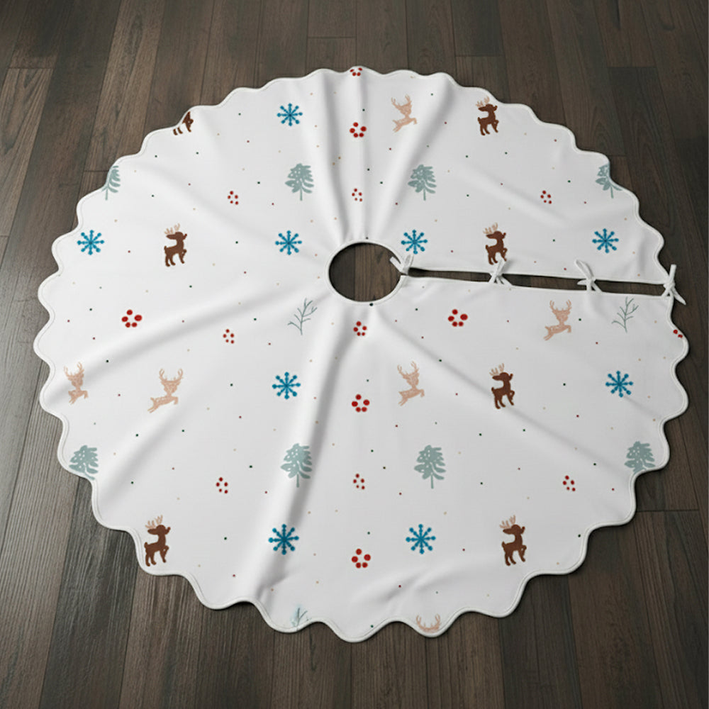Christmas Elements Pattern Tree Skirt