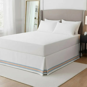 Contrast Border Frame Cotton Tailored Bed Skirt