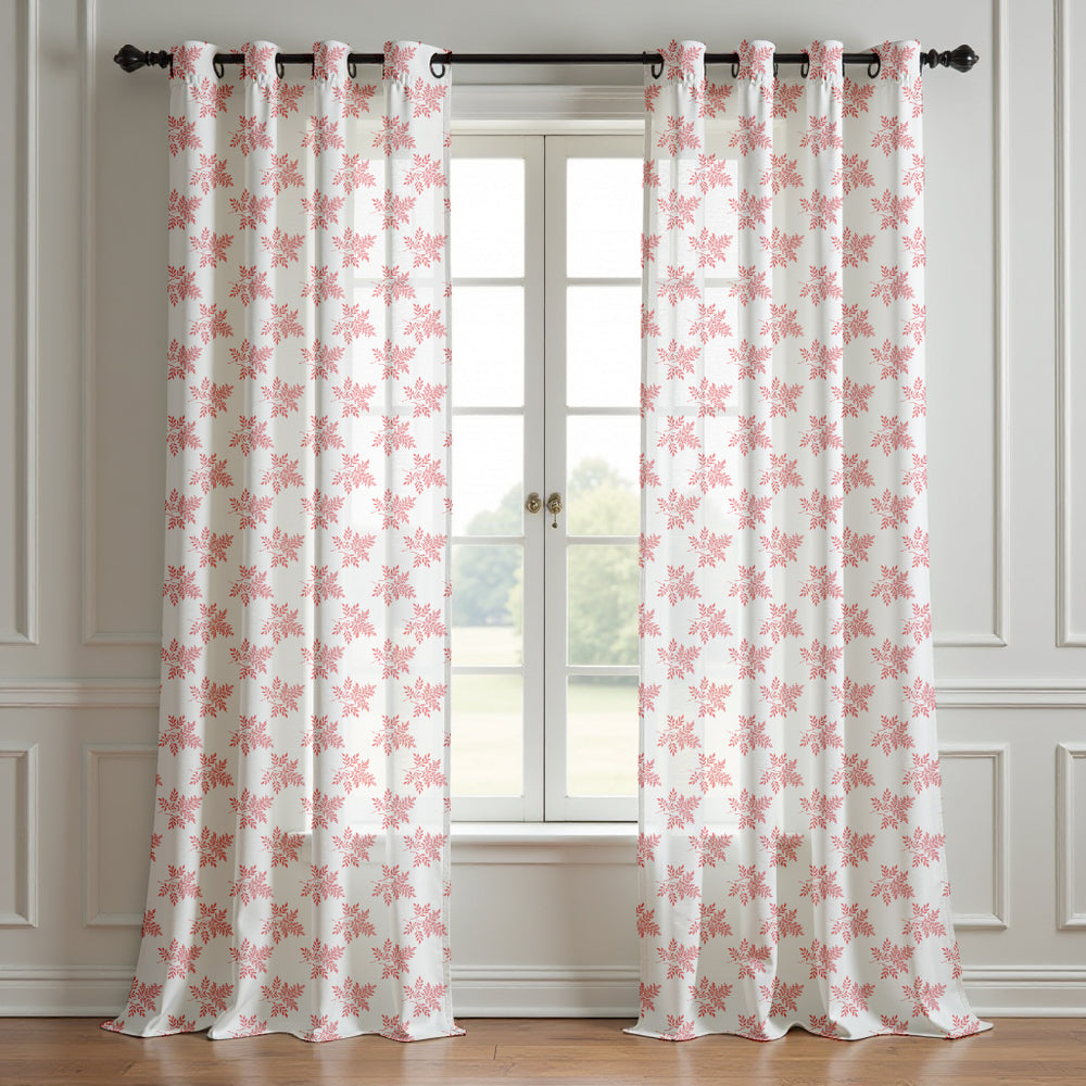 Delicate Leaf Seamless Pattern Curtain (Set of 2)