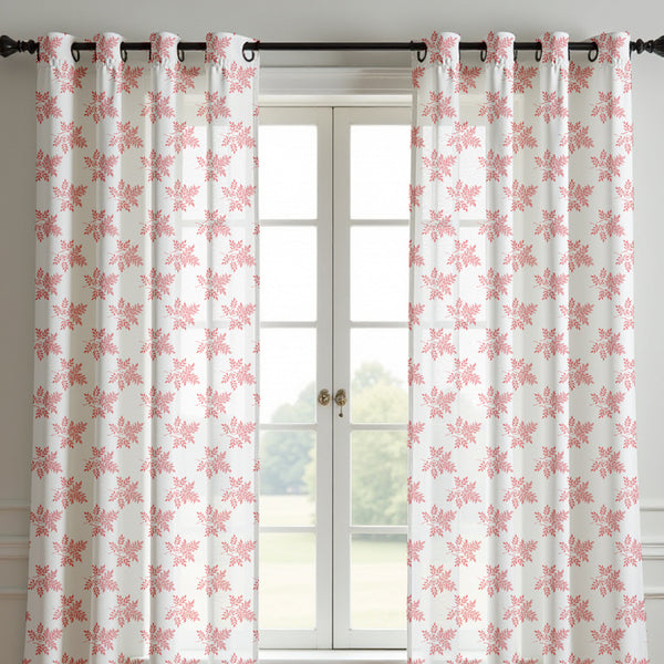Delicate Leaf Seamless Pattern Curtain (Set of 2)