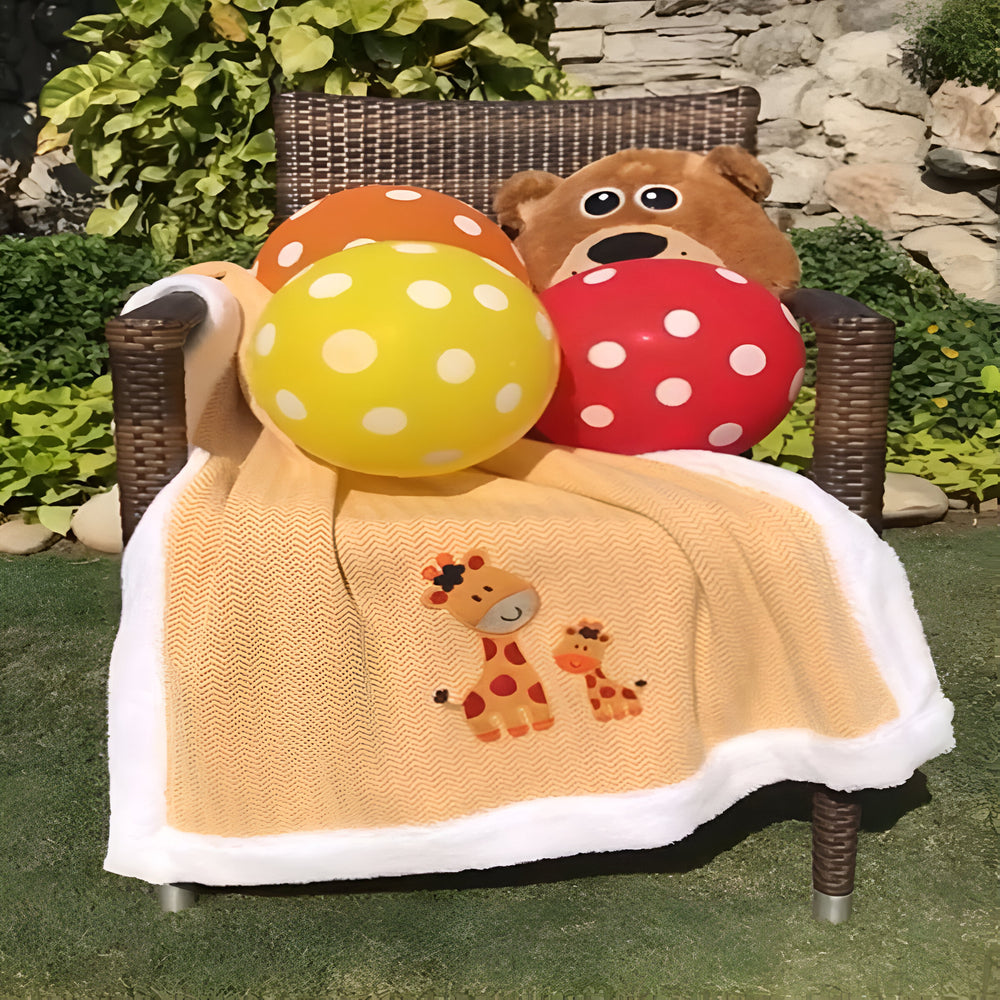 Giraffe Yellow Fur Knitted Cotton Baby Blanket