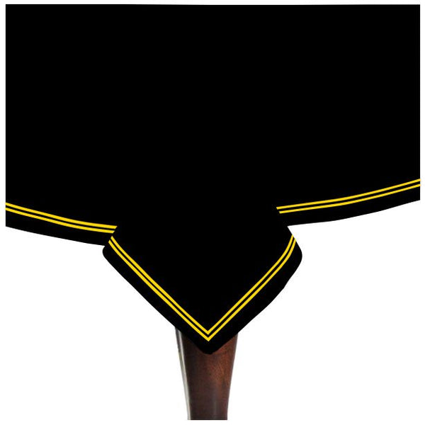 Double Embroidery Border Sateen Cotton Solid Table Cloth - Black