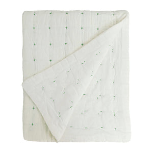 Plus-Stitch Linen Bed Coverlet