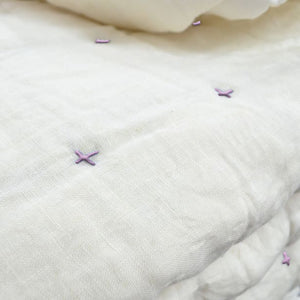 Plus-Stitch Linen Bed Coverlet
