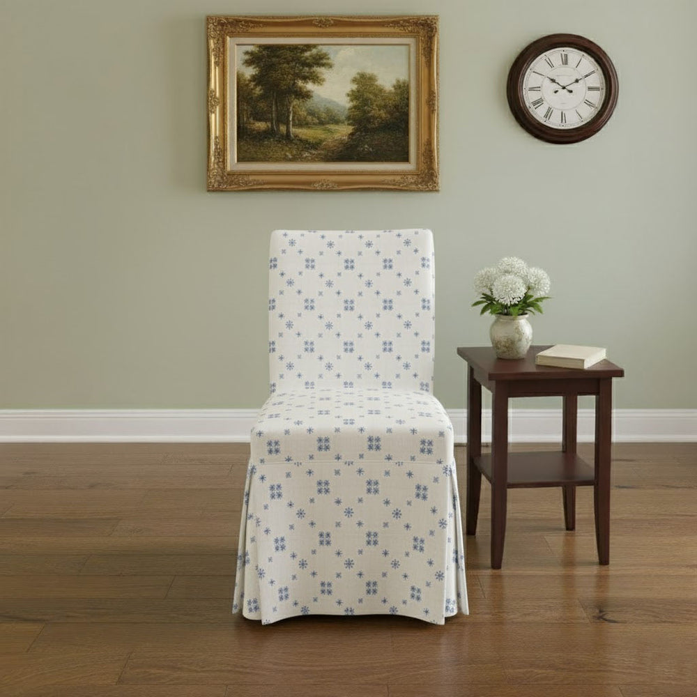 Pale Blue Snowflake Pattern Printed Chair Cover