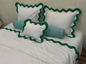 400TC Applique Scalloped Embroidery Cotton Duvet Cover Set