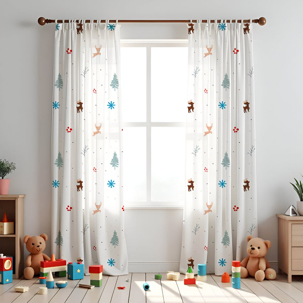 Christmas Raindeer Themed Baby Room Curtain