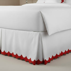 Reverse Scalloped Applique Embroidery Cotton Tailored Bed Skirt