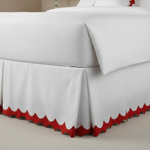Reverse Scalloped Applique Embroidery Cotton Tailored Bed Skirt