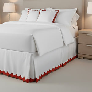 Reverse Scalloped Applique Embroidery Cotton Tailored Bed Skirt