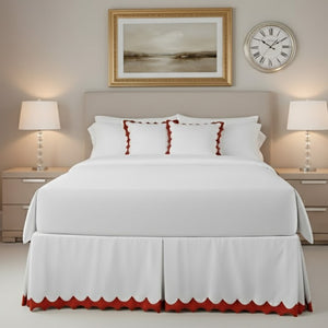 Reverse Scalloped Applique Embroidery Cotton Tailored Bed Skirt