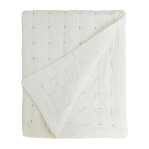 Plus-Stitch Linen Bed Coverlet