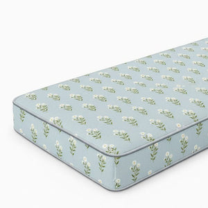 Vintage Blue Ditsy Floral Printed Bench Cushion