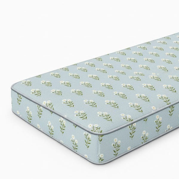 Vintage Blue Ditsy Floral Printed Bench Cushion
