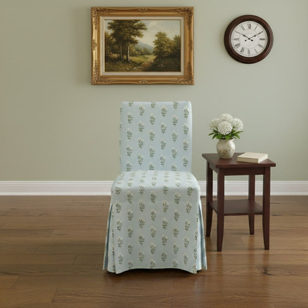 Vintage Blue Ditsy Floral Printed Chair Cover
