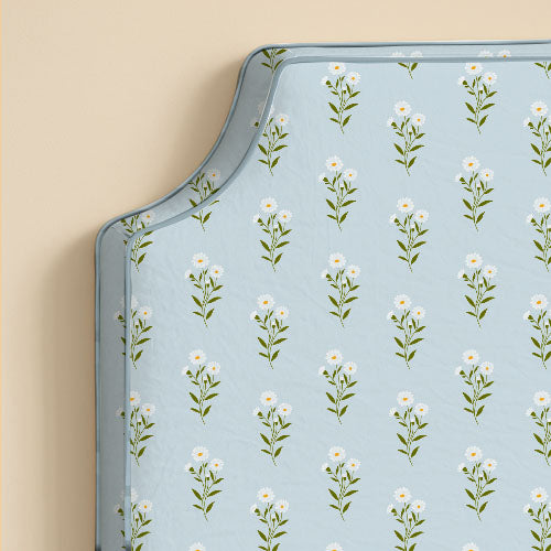 Vintage Blue Ditsy Floral Printed Headboard
