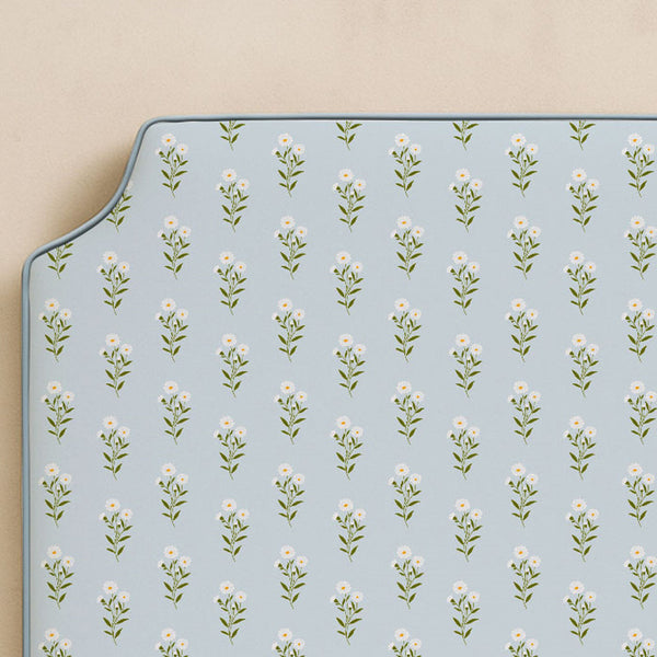 Vintage Blue Ditsy Floral Printed Headboard