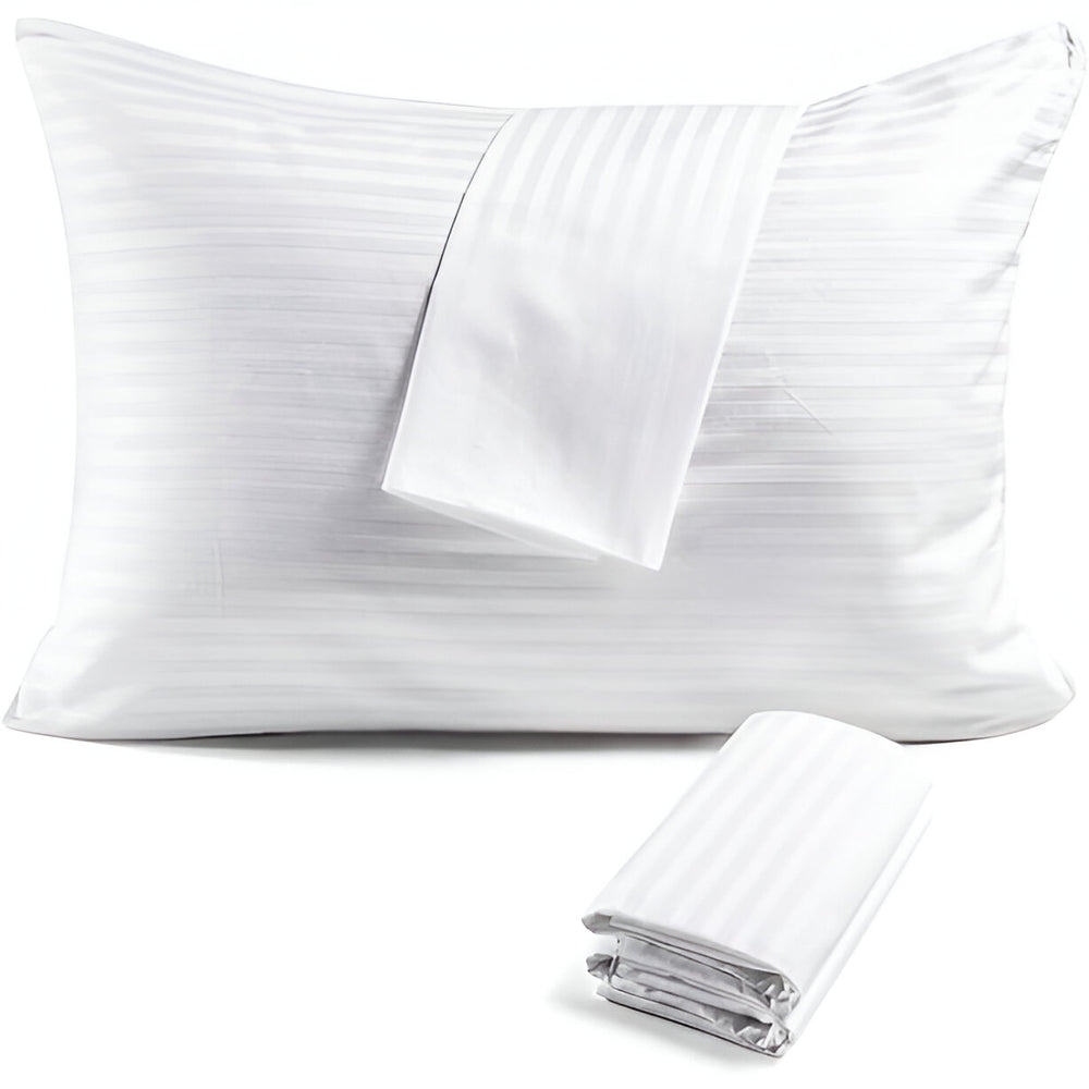 400TC Sateen Cotton Stripe Zippered Pillowcases (Set Of 2)