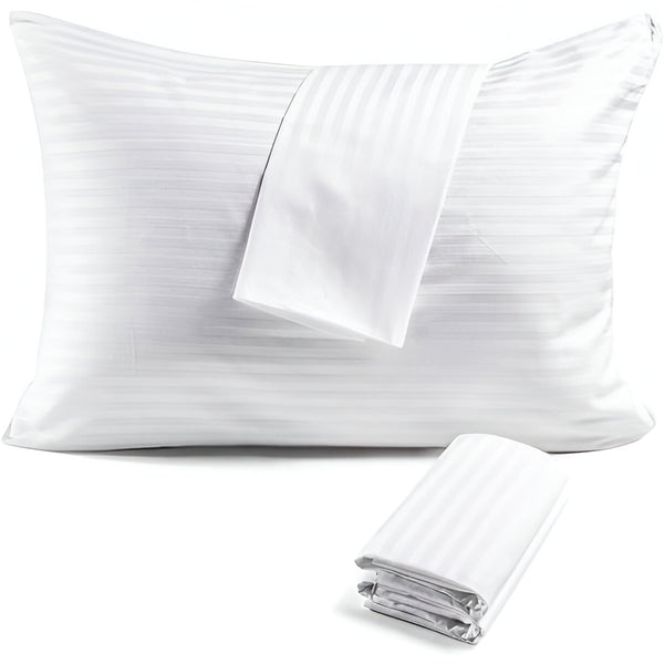 400TC Sateen Cotton Stripe Zippered Pillowcases (Set Of 2)