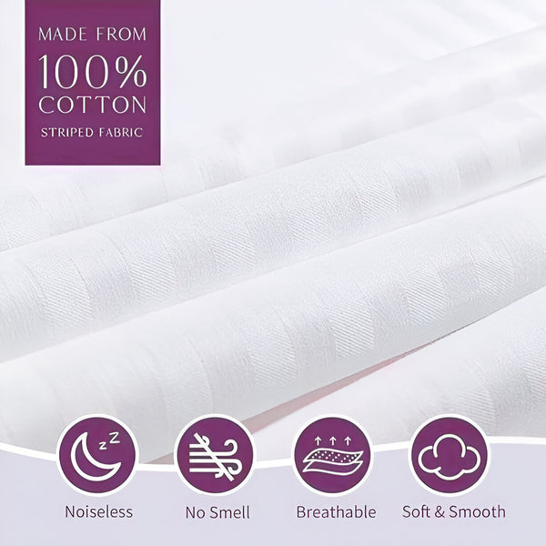400TC Sateen Cotton Stripe Zippered Pillowcases (Set Of 2)