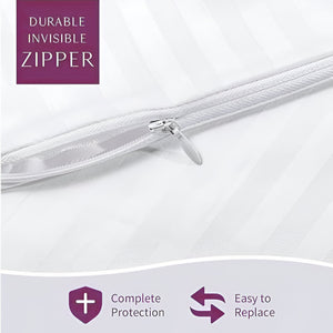 400TC Sateen Cotton Stripe Zippered Pillowcases (Set Of 2)