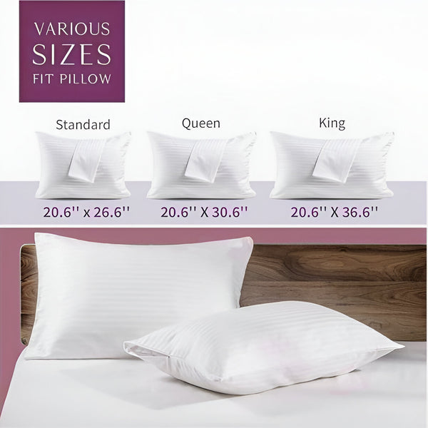 400TC Sateen Cotton Stripe Zippered Pillowcases (Set Of 2)