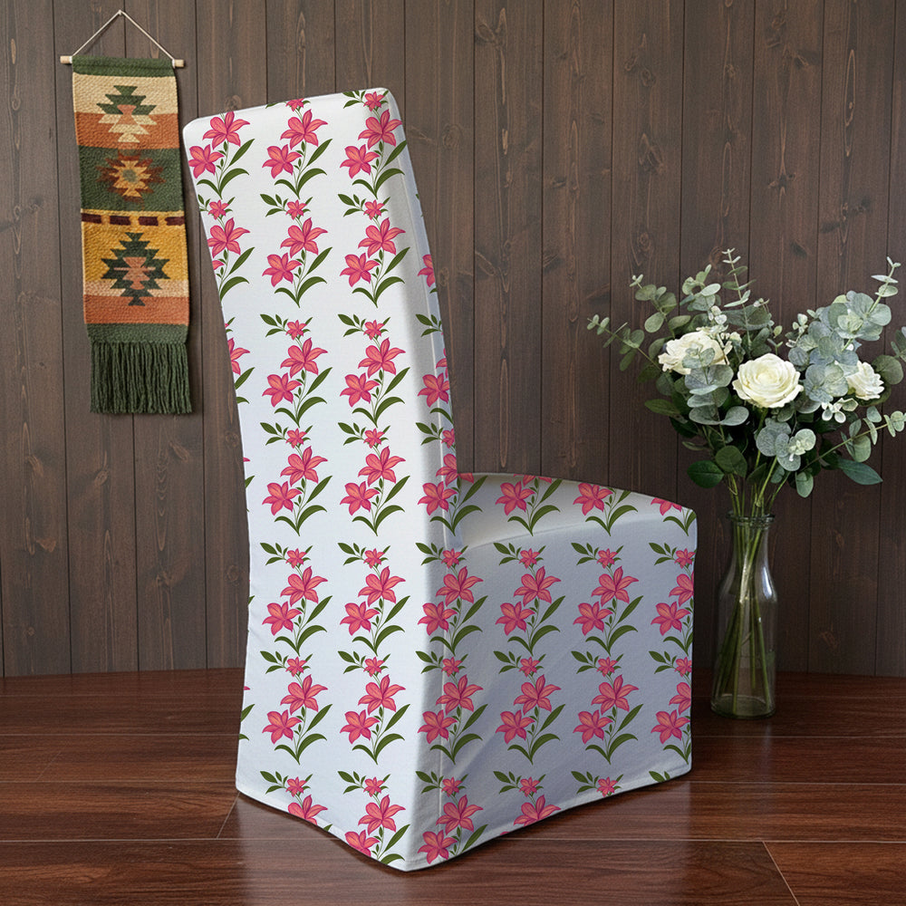 Pink Lily Floral Chair Cover