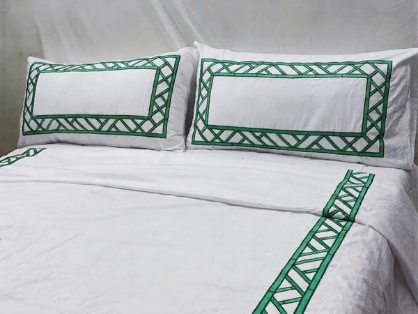 Bamboo Pattern Embroidered Duvet Cover Set