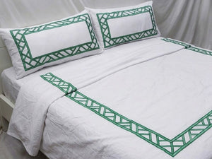 Bamboo Pattern Embroidered Duvet Cover Set