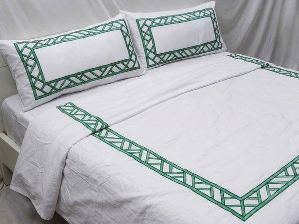 Bamboo Pattern Embroidered Duvet Cover Set