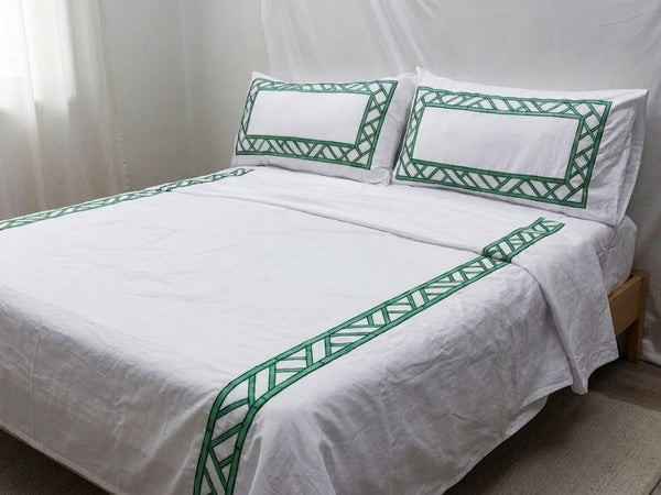 Bamboo Pattern Embroidered Duvet Cover Set