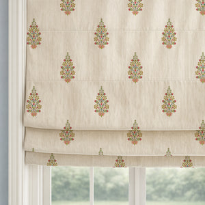 Floral Symmetric Blossom Pattern Custom Roman Shades