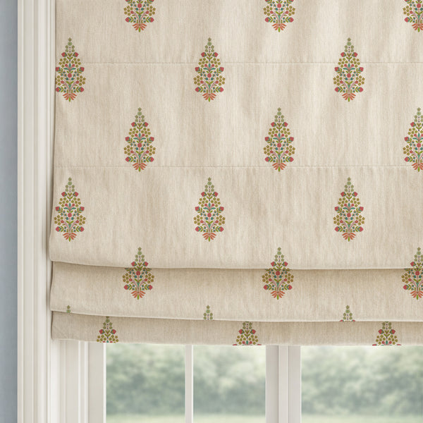Floral Symmetric Blossom Pattern Custom Roman Shades