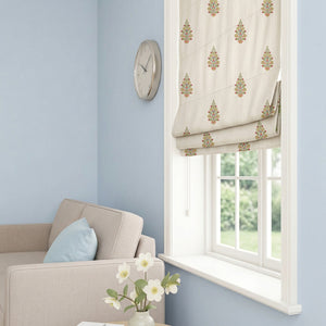 Floral Symmetric Blossom Pattern Custom Roman Shades