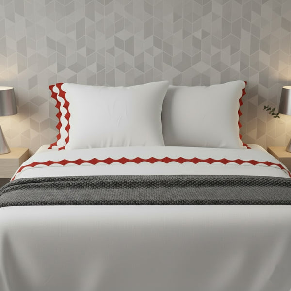 Reverse Scalloped Applique Embroidery Cotton Sheet set