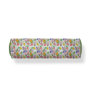 Floral Bunch Bolster Pillow Cover with Piping