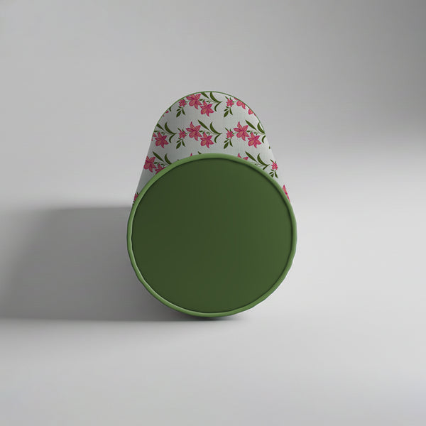 Pink Lily Floral Bolster Pillow Cover with Piping