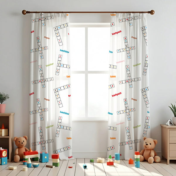 Crossword Classroom Themed Baby Room Curtain