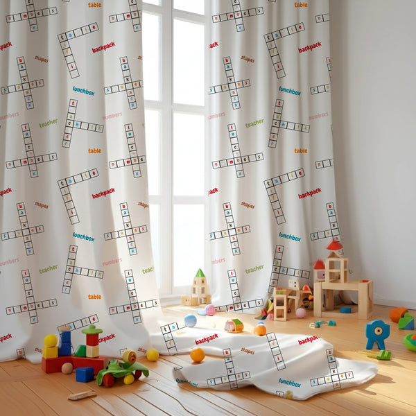 Crossword Classroom Themed Baby Room Curtain
