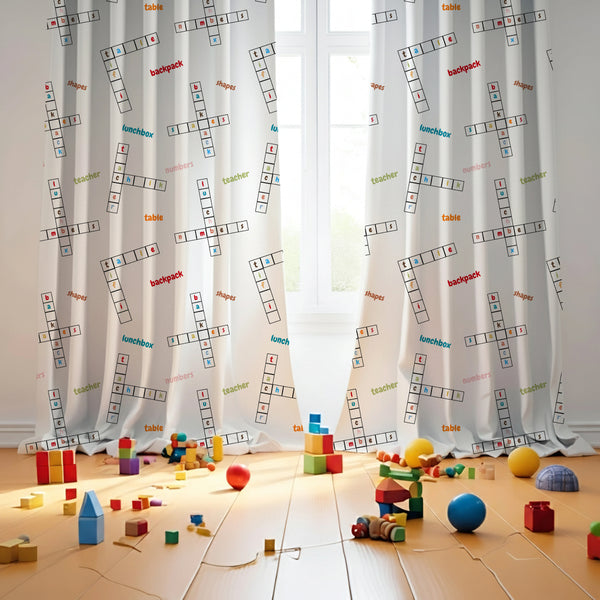 Crossword Classroom Themed Baby Room Curtain