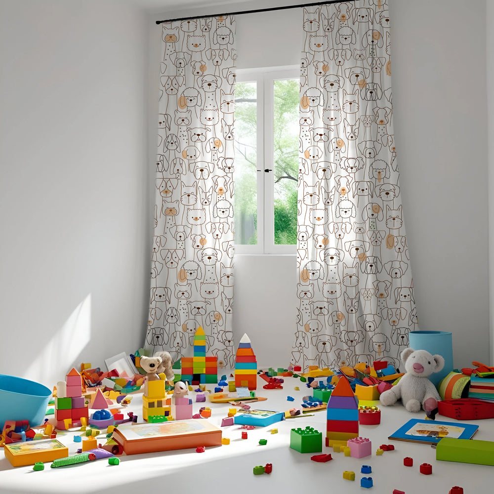 Dog Themed Baby Room Curtain