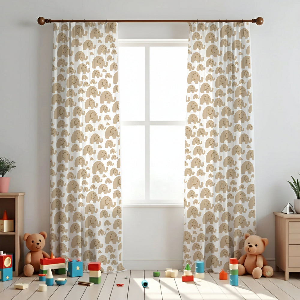 Elephant Themed Baby Room Curtain