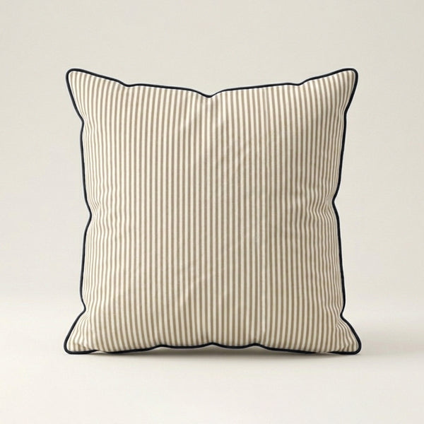 Luxury Striped Upholstered Euro Shams with Contrast Piping