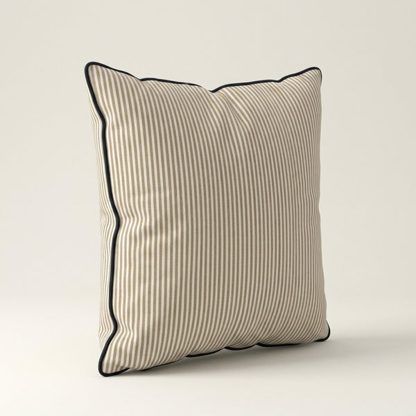 Luxury Striped Upholstered Euro Shams with Contrast Piping