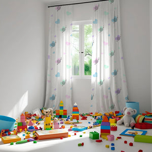Heart and Snail Themed Baby Room Curtain