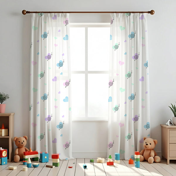 Heart and Snail Themed Baby Room Curtain
