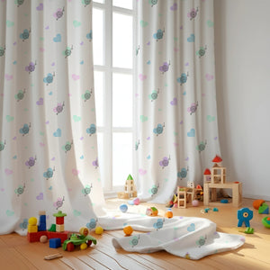Heart and Snail Themed Baby Room Curtain