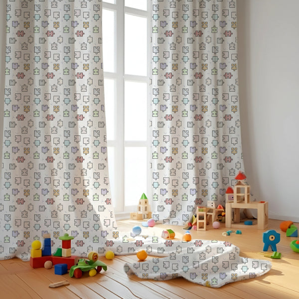 Jigsaw Joy Themed Baby Room Curtain